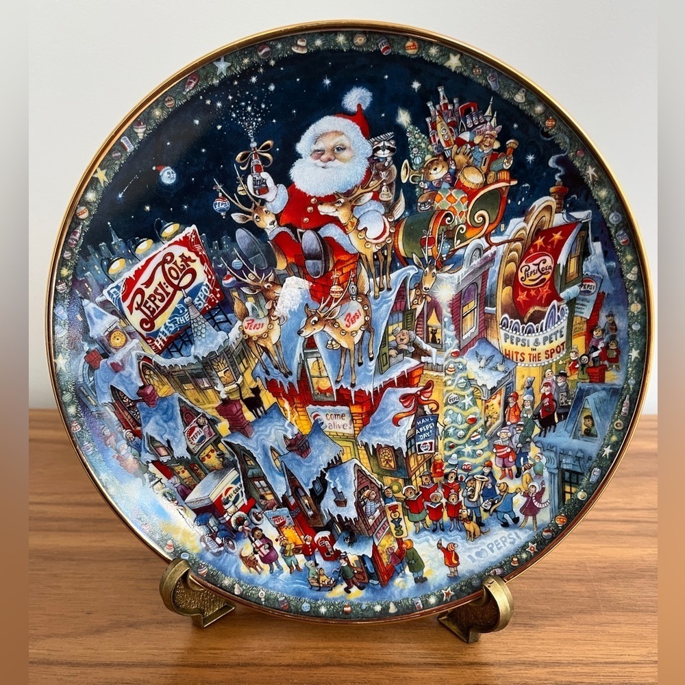 FRANKLIN MINT Vintage 1994 A Pepsi-Cola Christmas Collector Plate Bill Bell